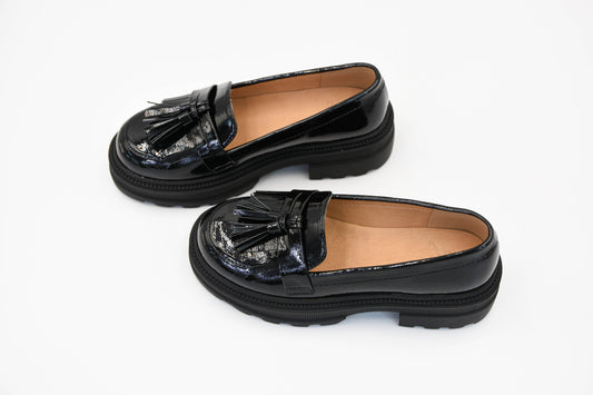 Abby Tassel Decor Black Patent 流蘇厚底鞋(黑色)