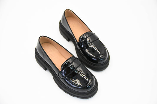 Ava Black Patent 簡約厚底鞋(黑色)