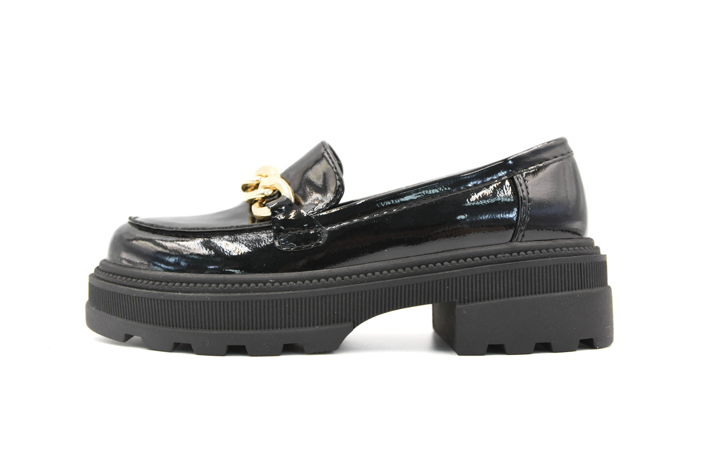 Alison Black Patent 鏈條厚底樂福鞋(鏡黑)